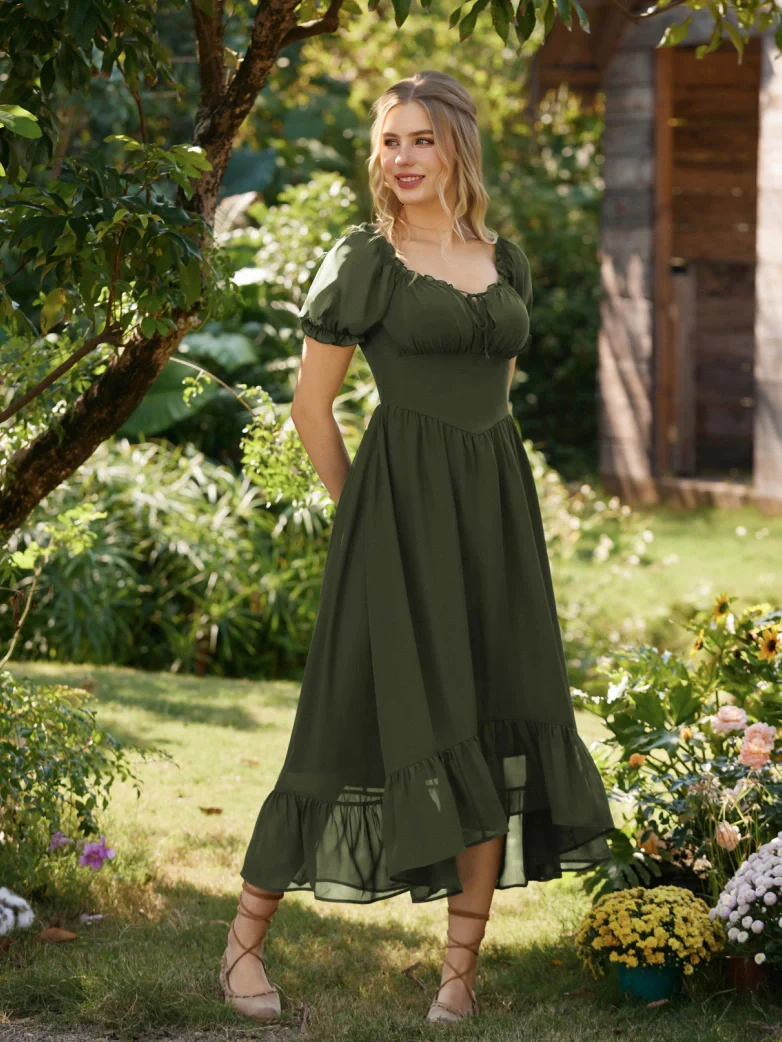 Renaissance Off Shoulder Fairy Dress with Pockets - Image 3