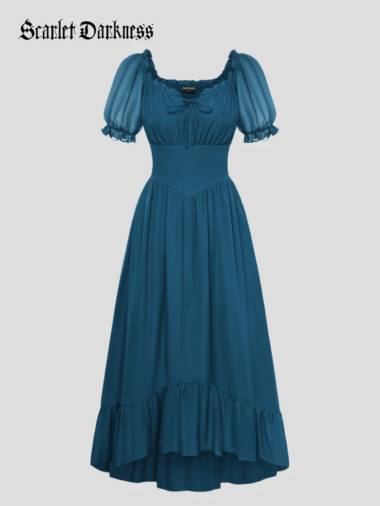 Renaissance Off Shoulder Fairy Dress with Pockets - Image 44