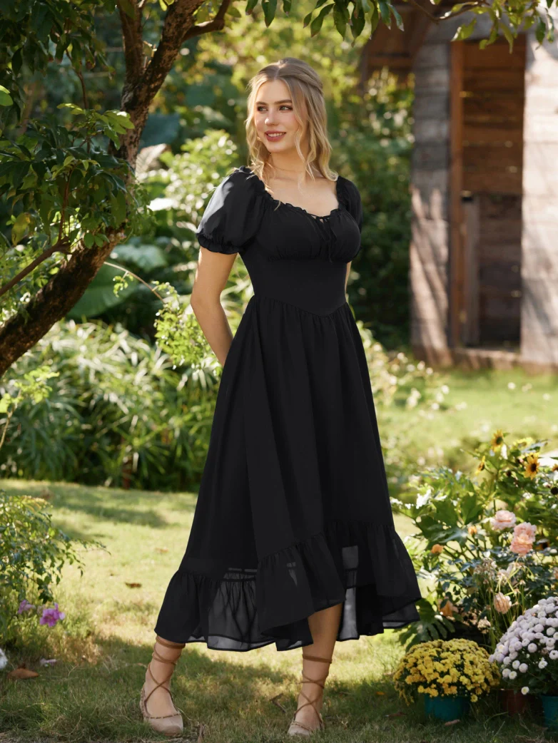 Renaissance Off Shoulder Fairy Dress with Pockets - Image 10