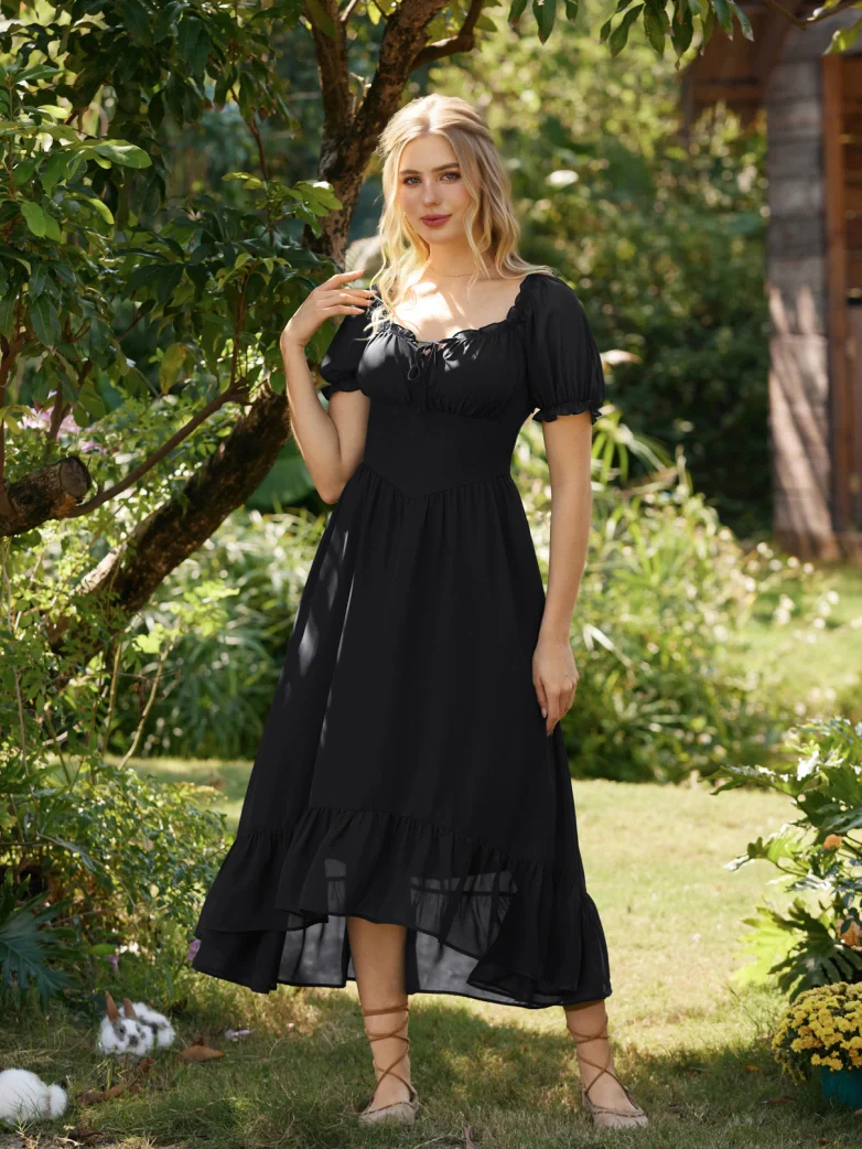 Renaissance Off Shoulder Fairy Dress with Pockets - Image 11