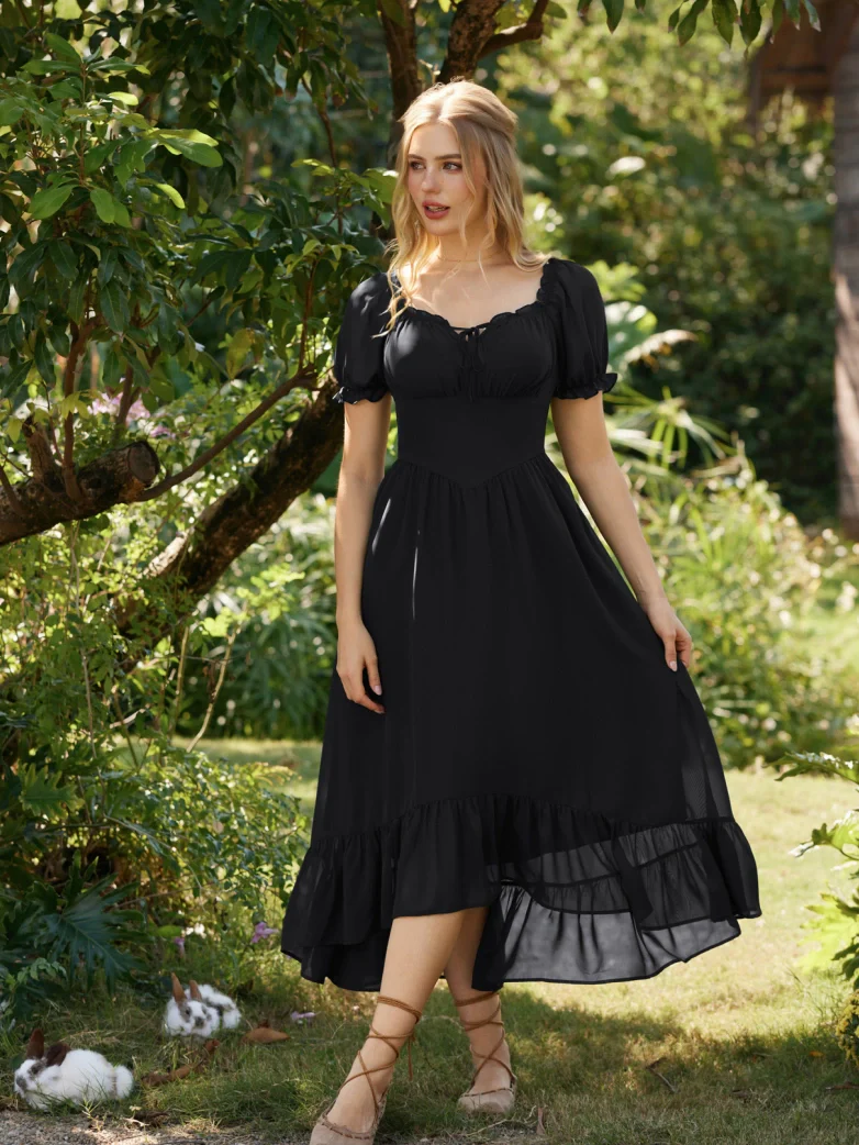 Renaissance Off Shoulder Fairy Dress with Pockets - Image 12