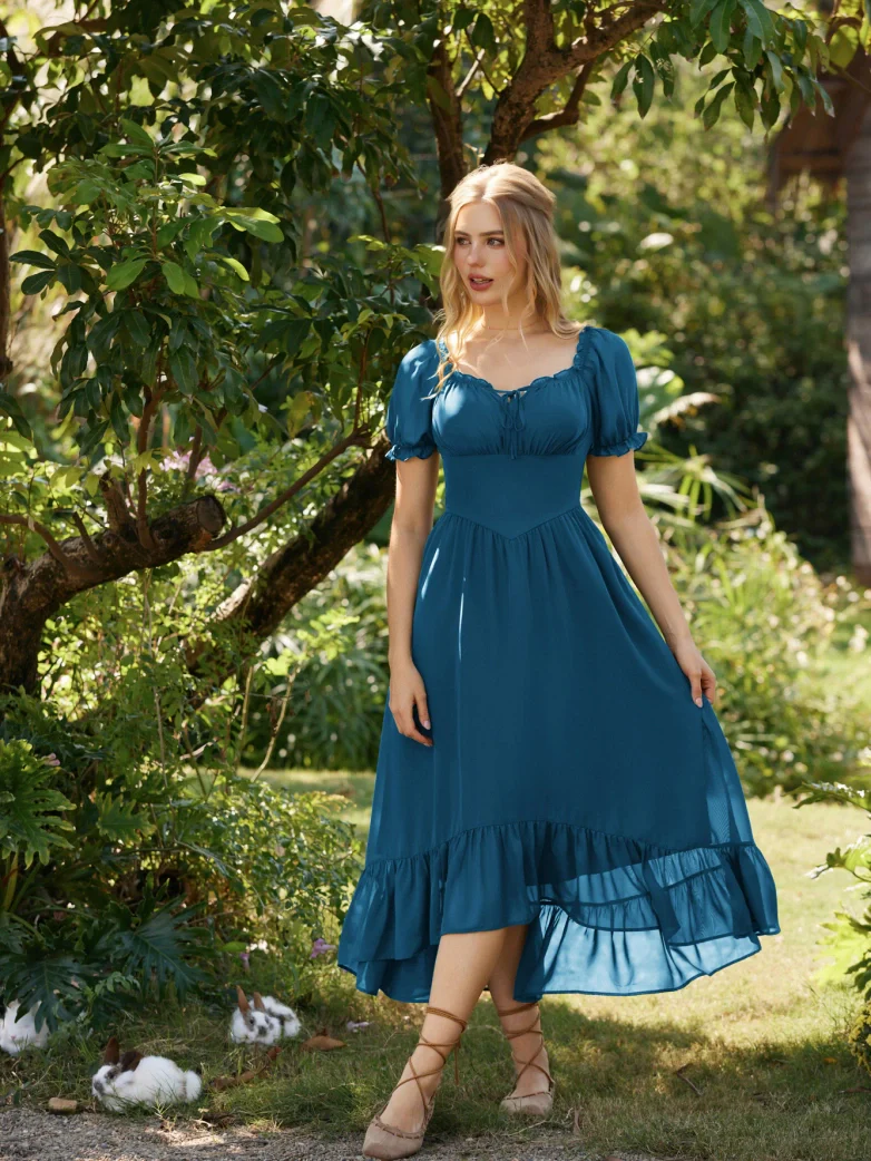 Renaissance Off Shoulder Fairy Dress with Pockets - Image 45