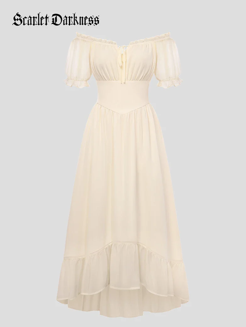 Renaissance Off Shoulder Fairy Dress with Pockets - Image 20