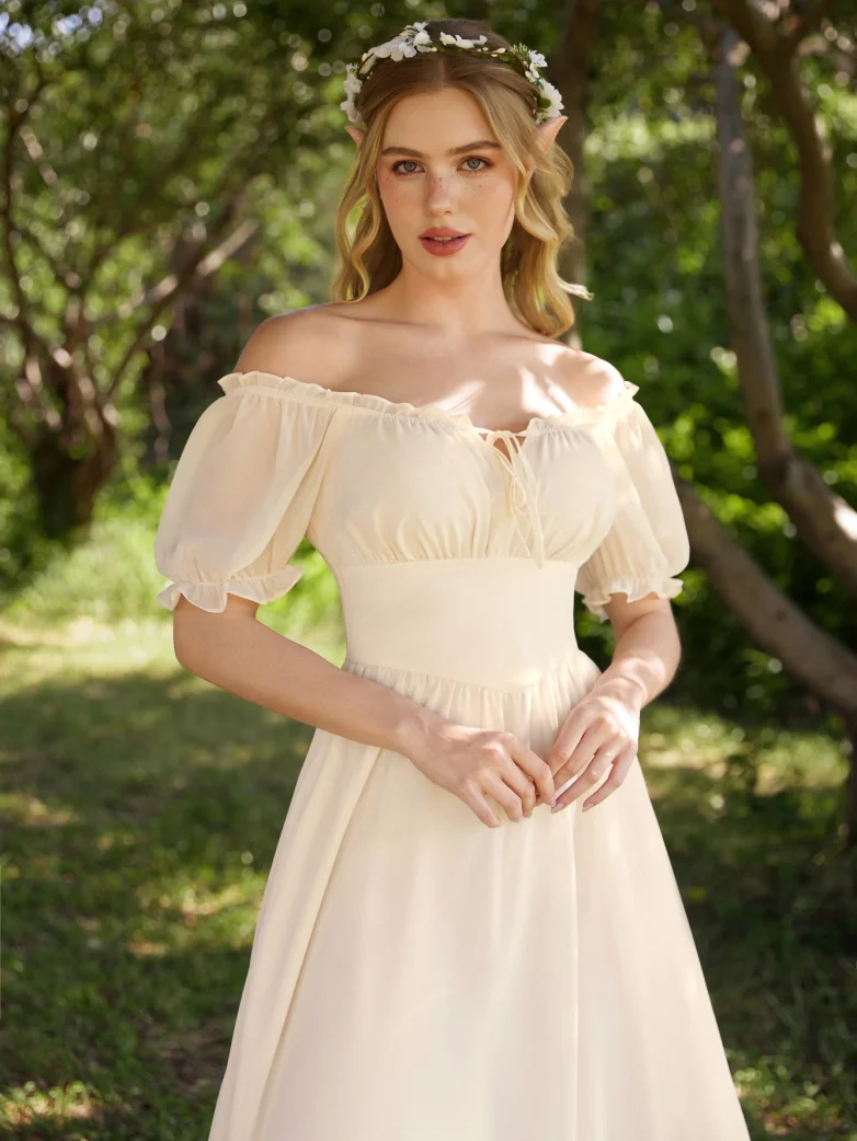 Renaissance Off Shoulder Fairy Dress with Pockets - Image 22