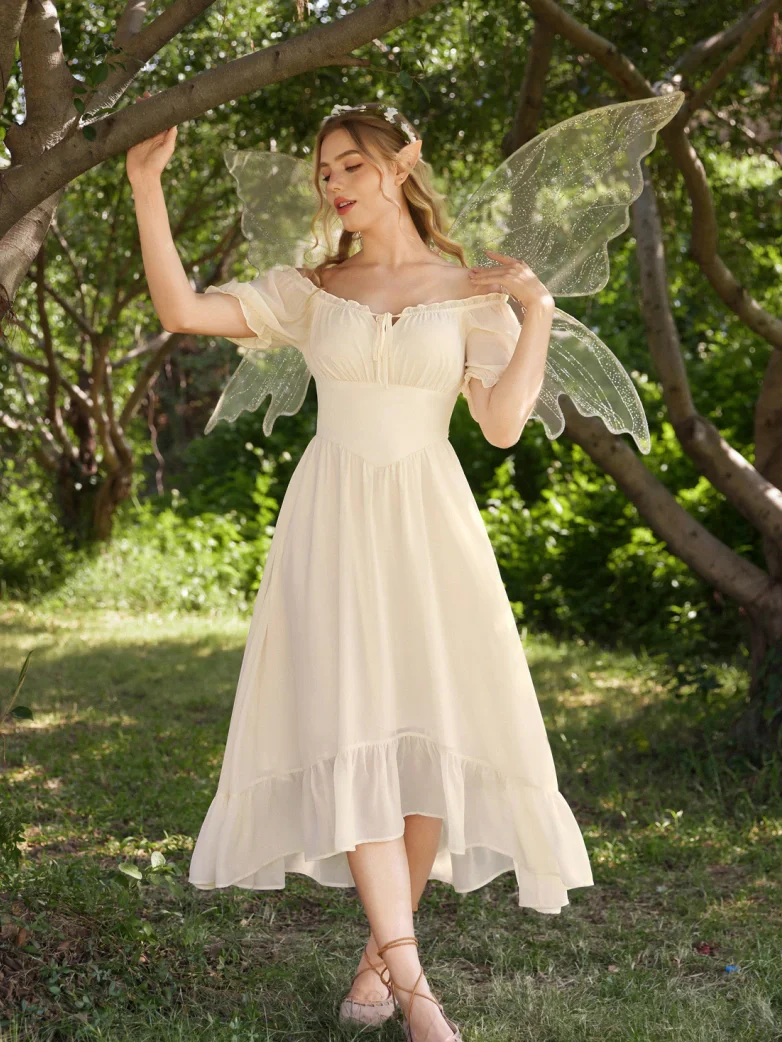Renaissance Off Shoulder Fairy Dress with Pockets - Image 23