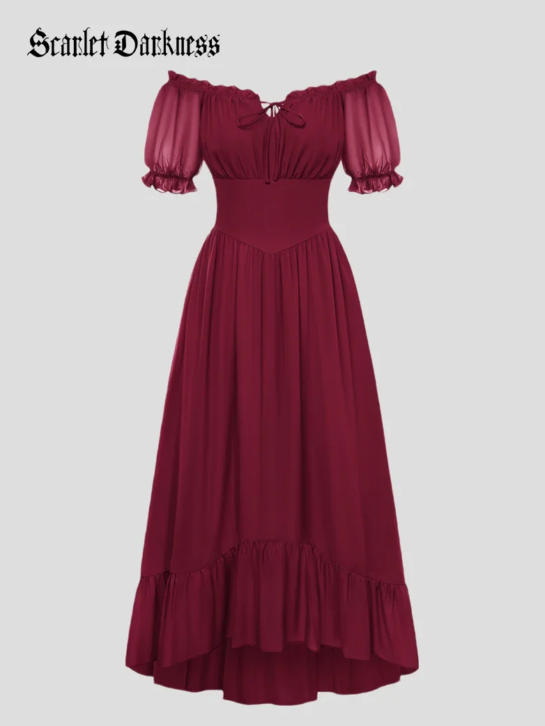 Renaissance Off Shoulder Fairy Dress with Pockets - Image 32