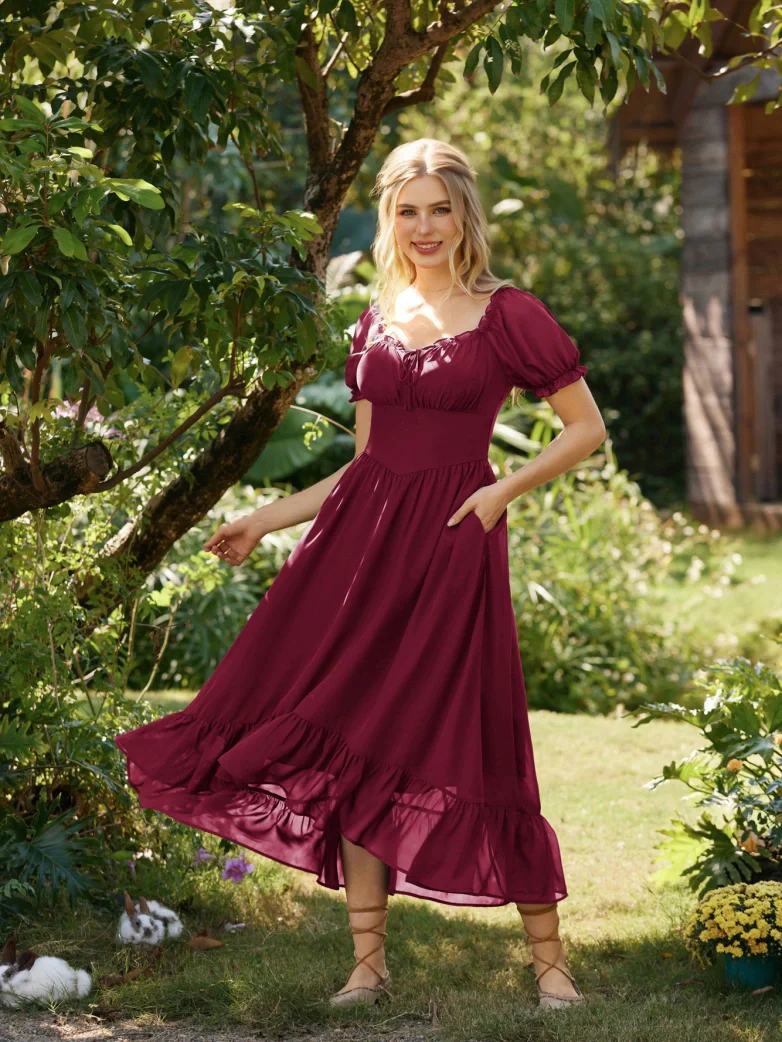 Renaissance Off Shoulder Fairy Dress with Pockets - Image 35
