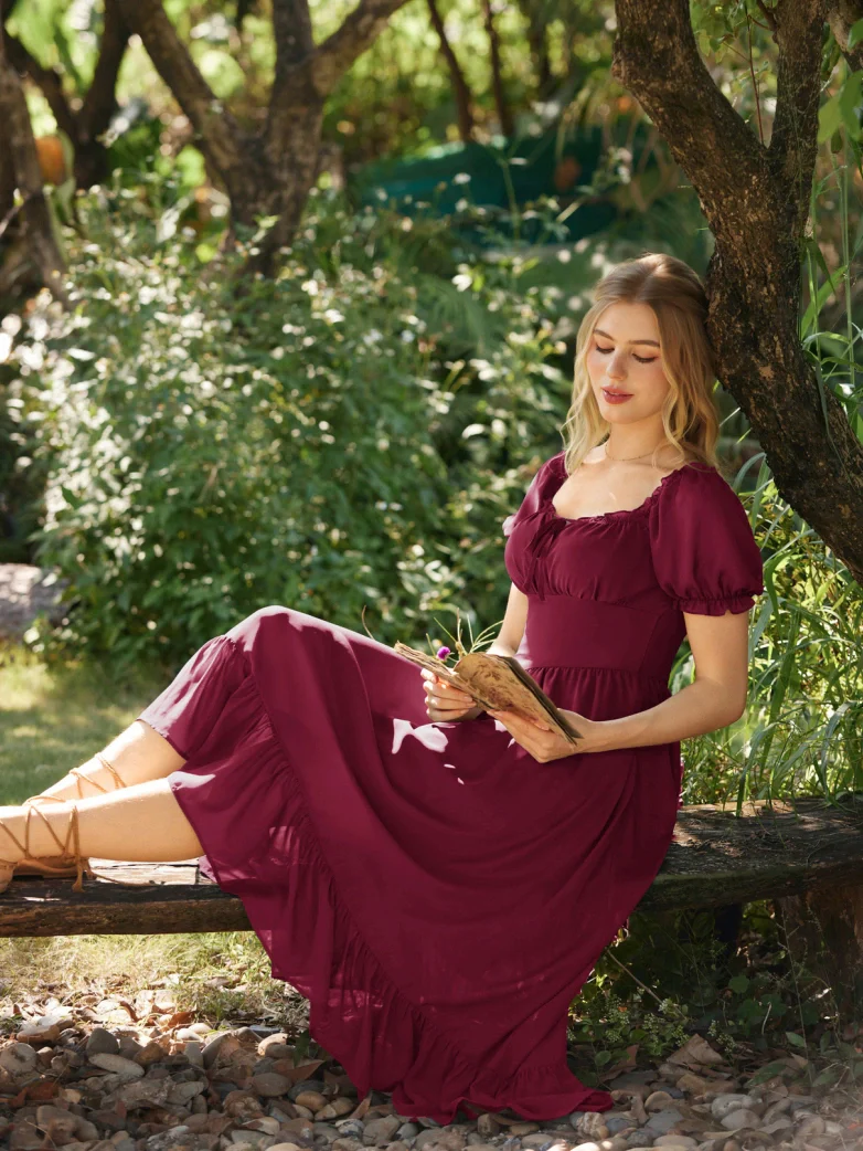 Renaissance Off Shoulder Fairy Dress with Pockets - Image 36