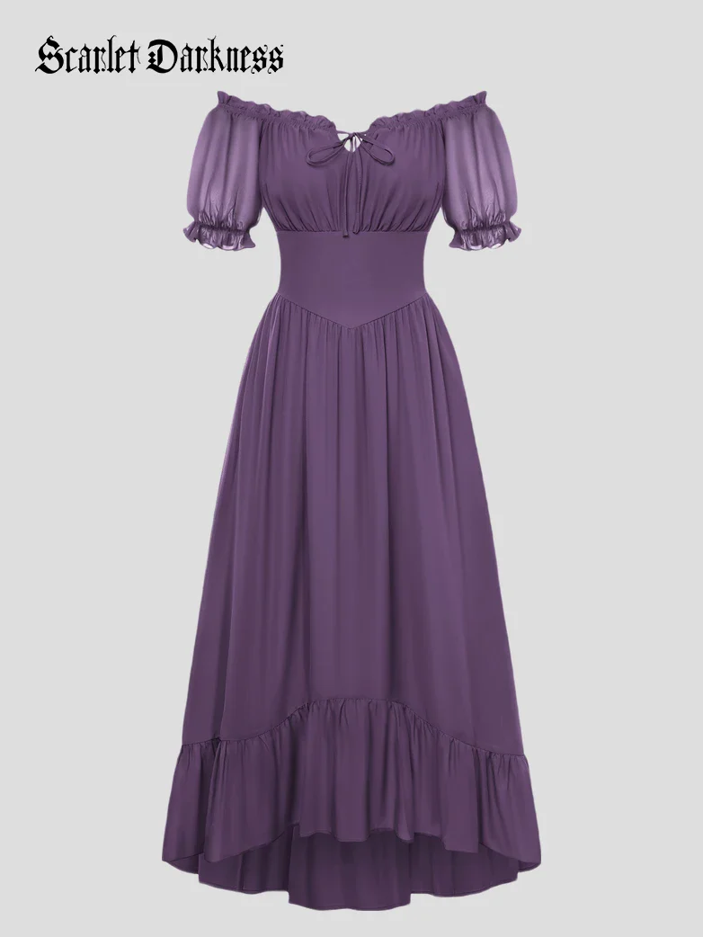 Renaissance Off Shoulder Fairy Dress with Pockets - Image 38