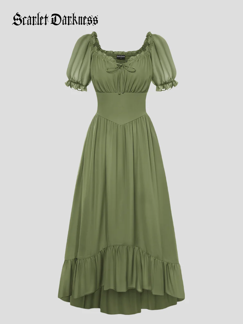 Renaissance Off Shoulder Fairy Dress with Pockets - Image 54