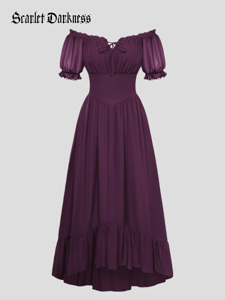 Renaissance Off Shoulder Fairy Dress with Pockets - Image 48