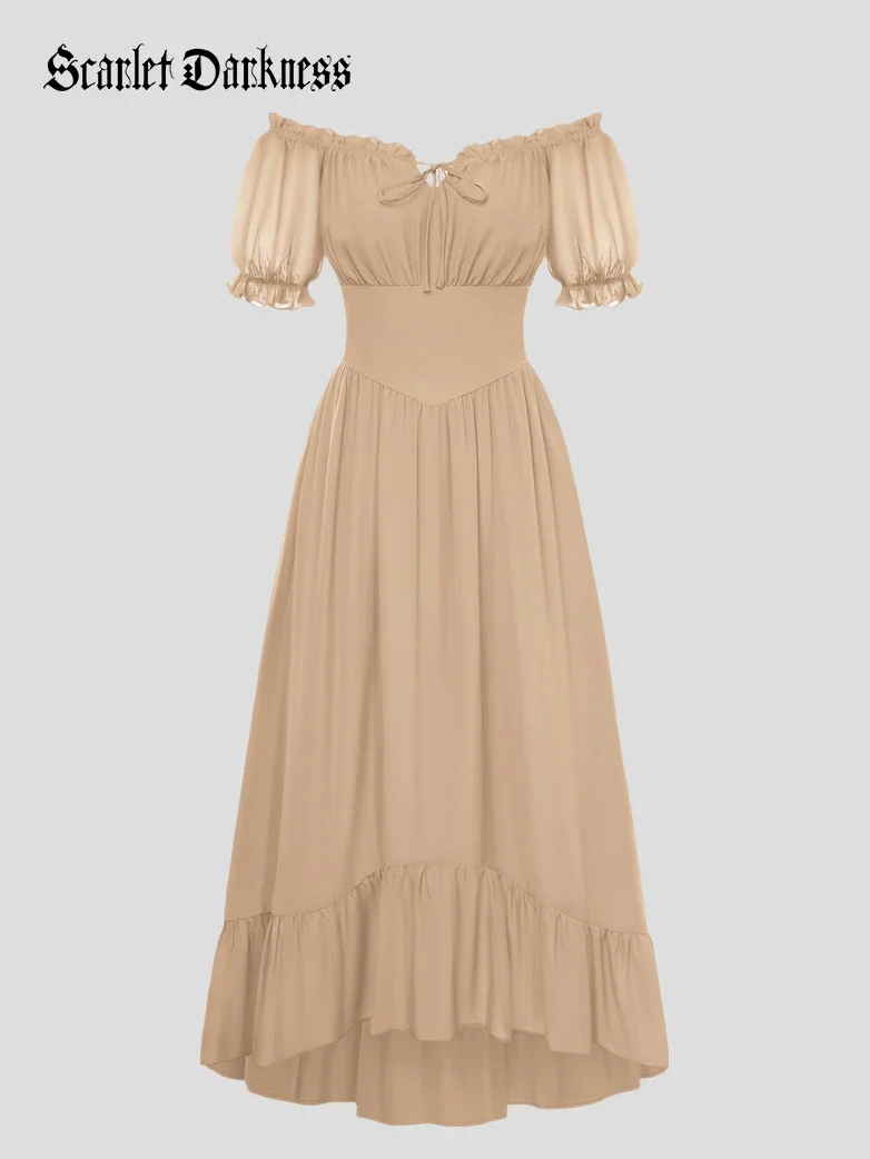 Renaissance Off Shoulder Fairy Dress with Pockets - Image 60
