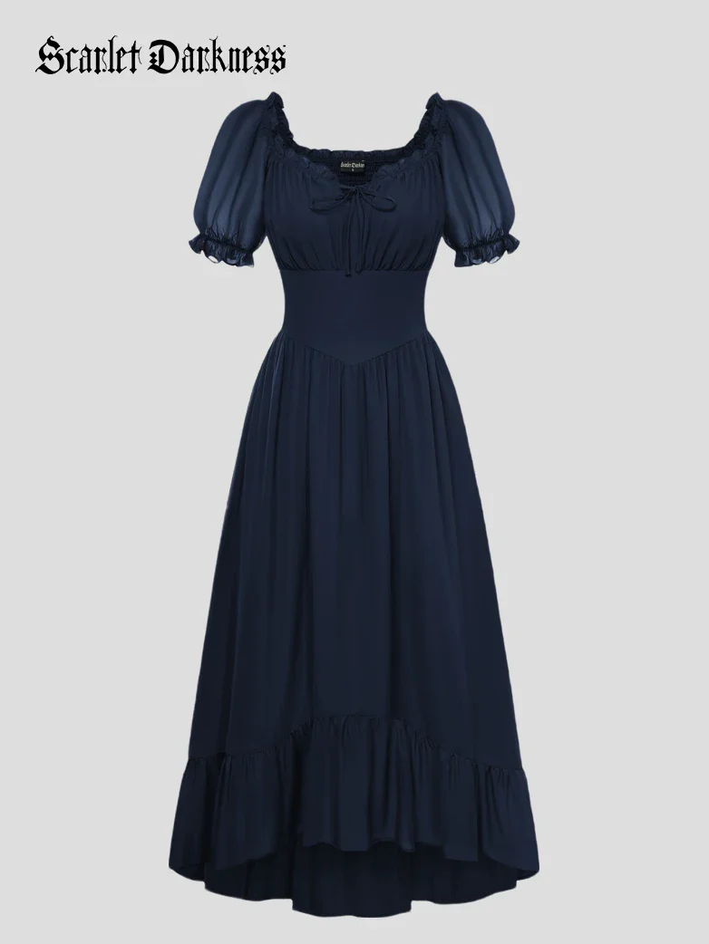 Renaissance Off Shoulder Fairy Dress with Pockets - Image 67