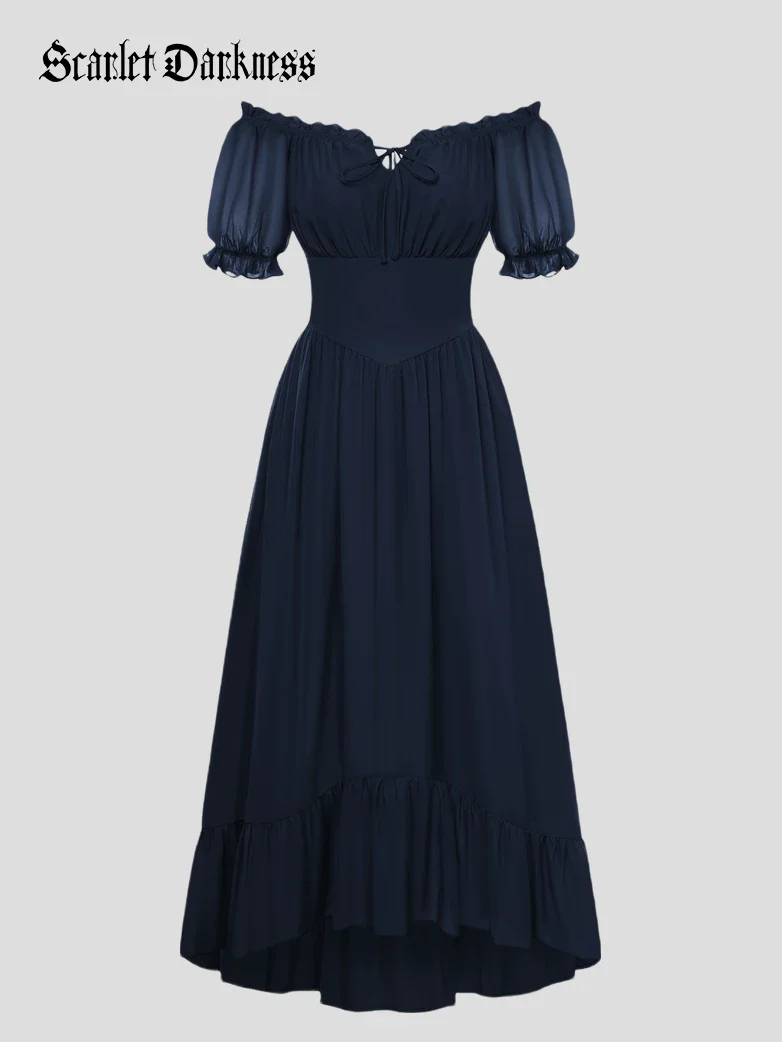 Renaissance Off Shoulder Fairy Dress with Pockets - Image 68