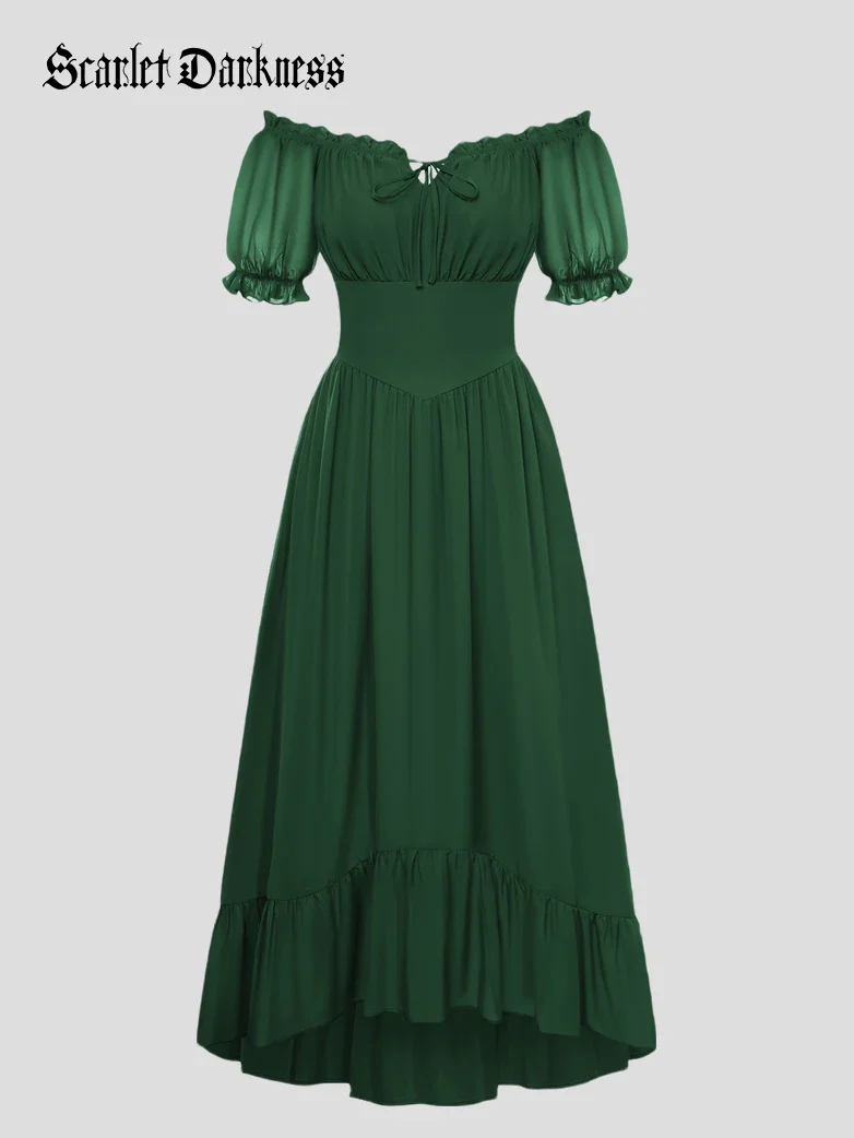 Renaissance Off Shoulder Fairy Dress with Pockets - Image 64