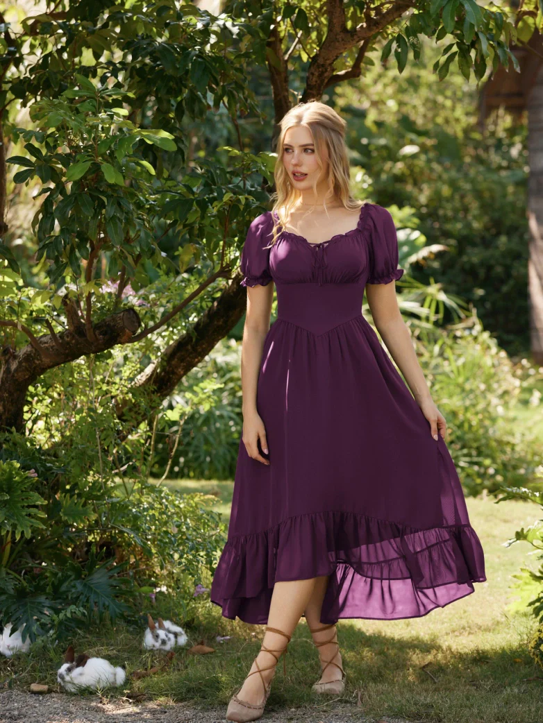 Renaissance Off Shoulder Fairy Dress with Pockets - Image 50
