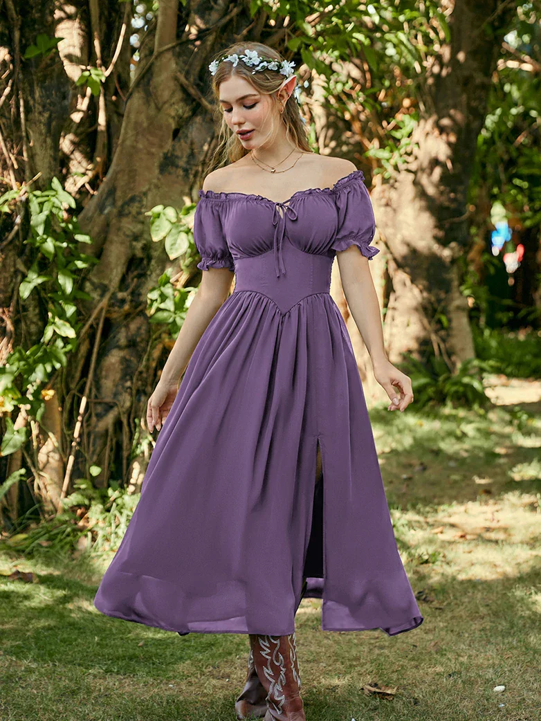 Renaissance Off Shoulder Milkmaid Pockets Dress - Image 24