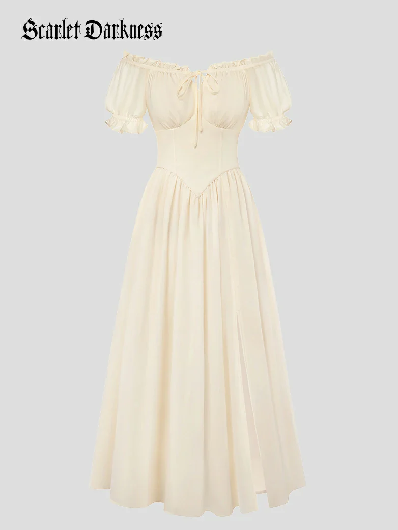 Renaissance Off Shoulder Milkmaid Pockets Dress - Image 28