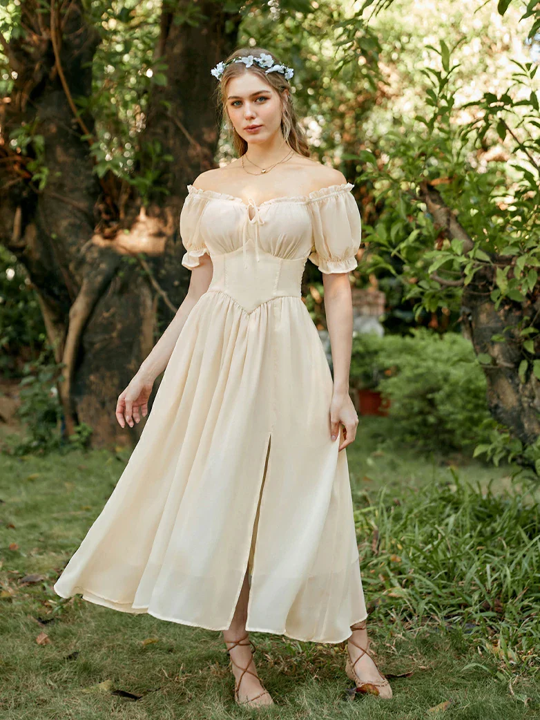 Renaissance Off Shoulder Milkmaid Pockets Dress - Image 30