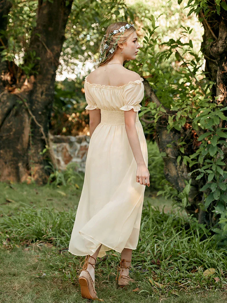 Renaissance Off Shoulder Milkmaid Pockets Dress - Image 31