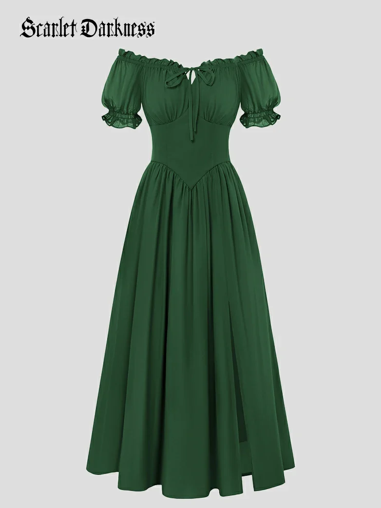 Renaissance Off Shoulder Milkmaid Pockets Dress - Image 33