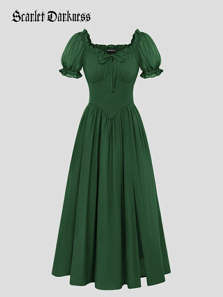 Renaissance Off Shoulder Milkmaid Pockets Dress - Image 34