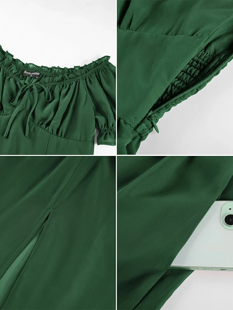 Renaissance Off Shoulder Milkmaid Pockets Dress - Image 38