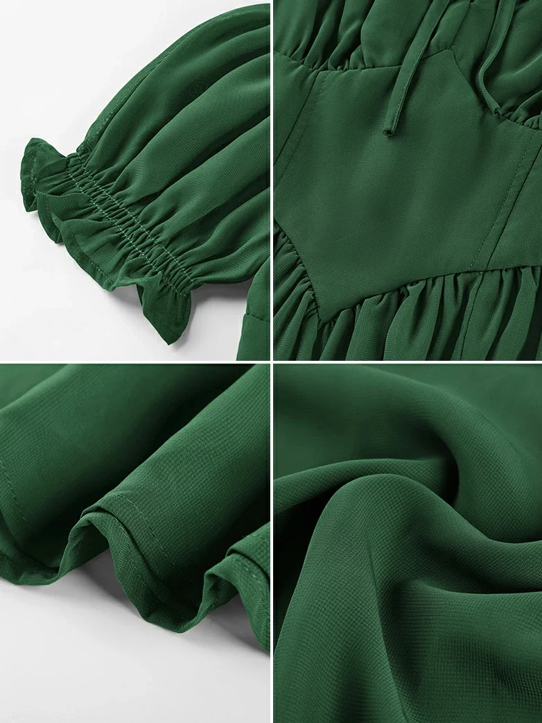 Renaissance Off Shoulder Milkmaid Pockets Dress - Image 40