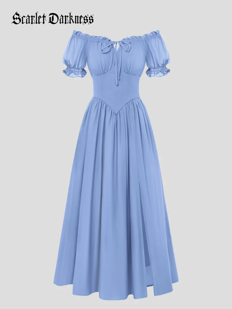 Renaissance Off Shoulder Milkmaid Pockets Dress - Image 41