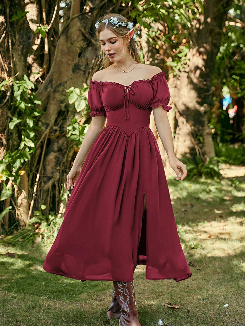 Renaissance Off Shoulder Milkmaid Pockets Dress - Image 10