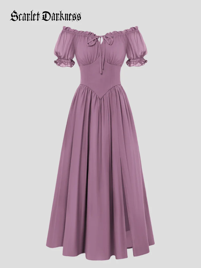 Renaissance Off Shoulder Milkmaid Pockets Dress - Image 47