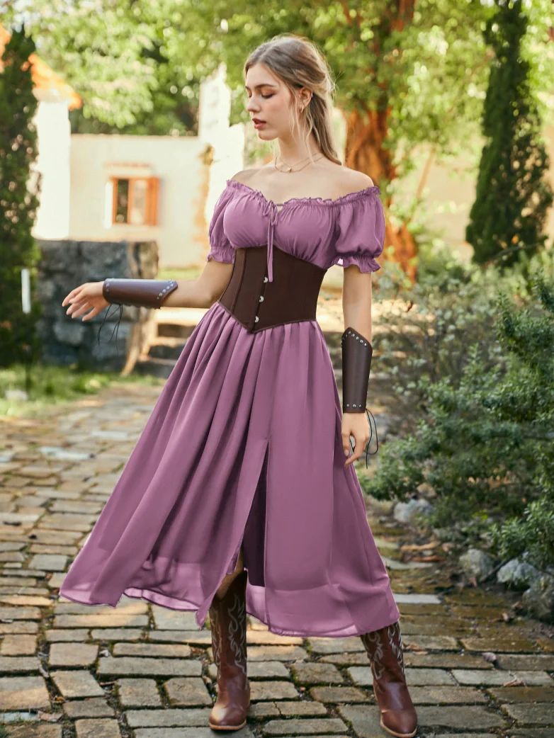Renaissance Off Shoulder Milkmaid Pockets Dress - Image 50
