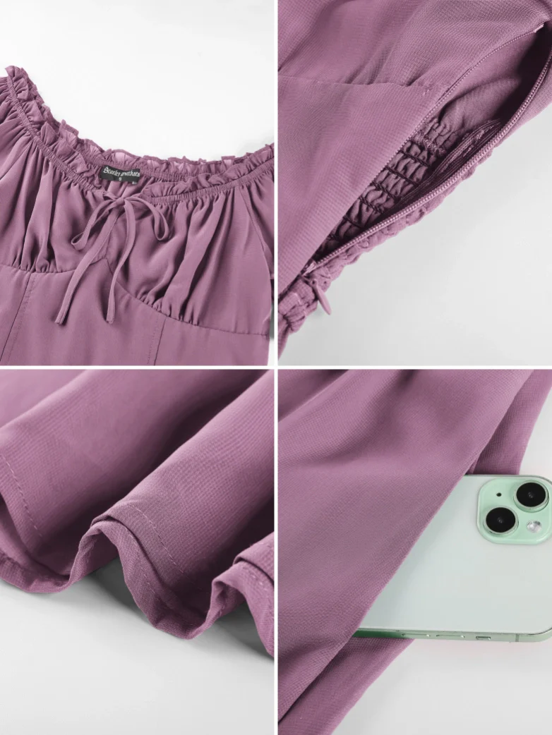 Renaissance Off Shoulder Milkmaid Pockets Dress - Image 52