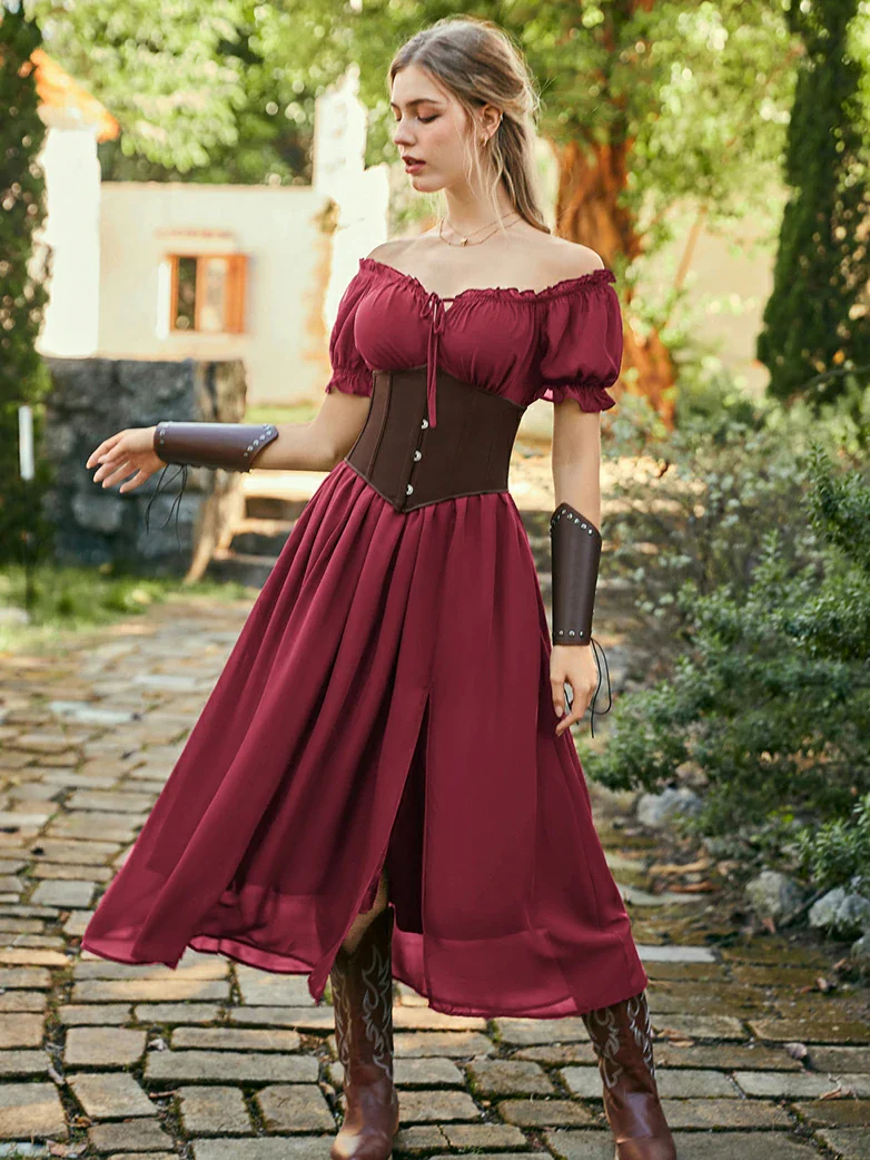 Renaissance Off Shoulder Milkmaid Pockets Dress - Image 11
