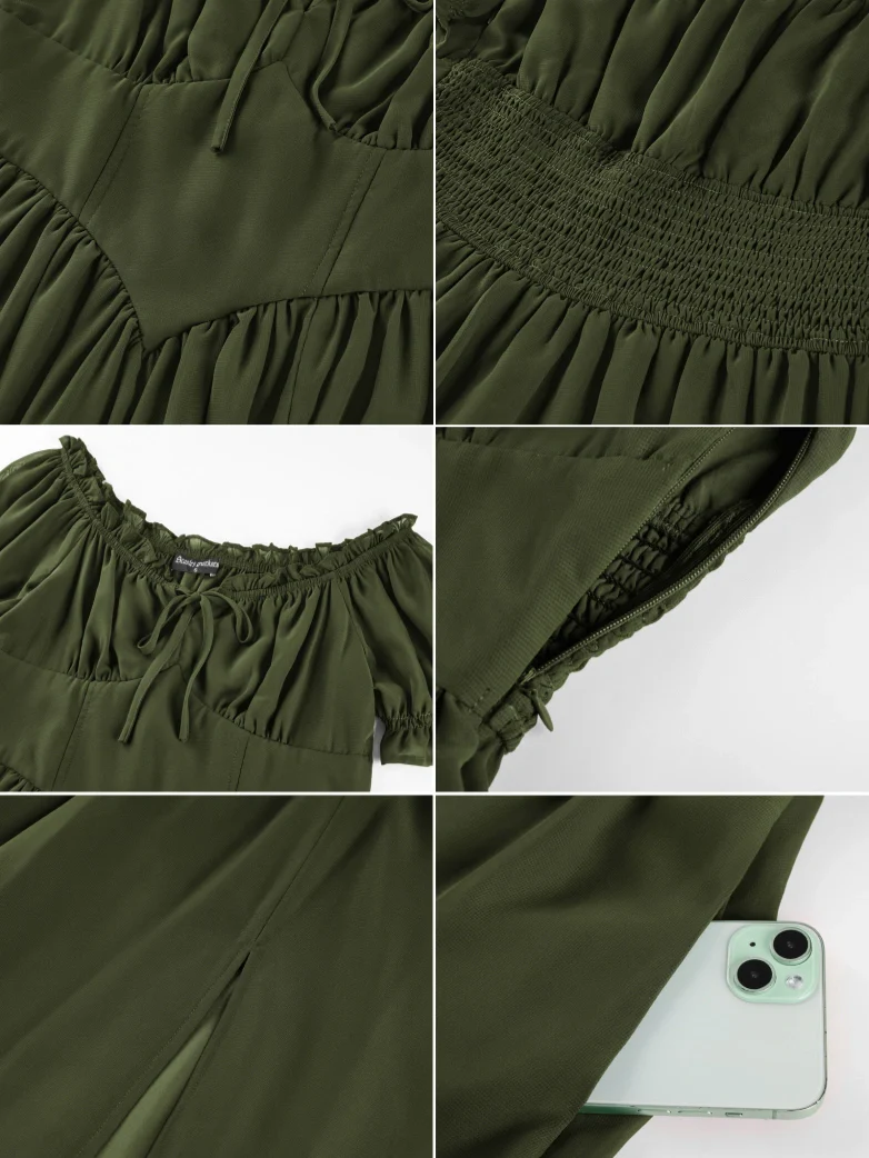 Renaissance Off Shoulder Milkmaid Pockets Dress - Image 6