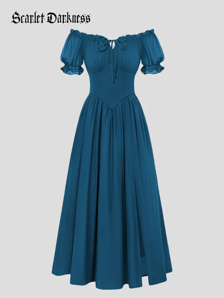 Renaissance Off Shoulder Milkmaid Pockets Dress - Image 54