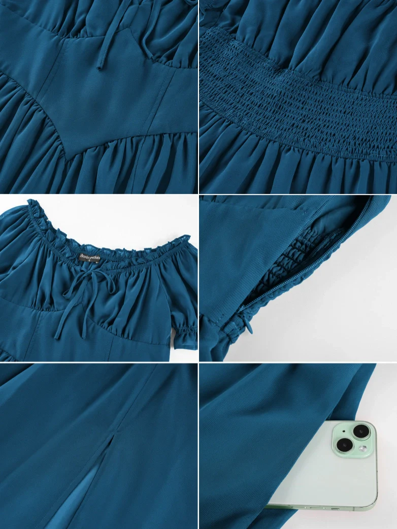 Renaissance Off Shoulder Milkmaid Pockets Dress - Image 59