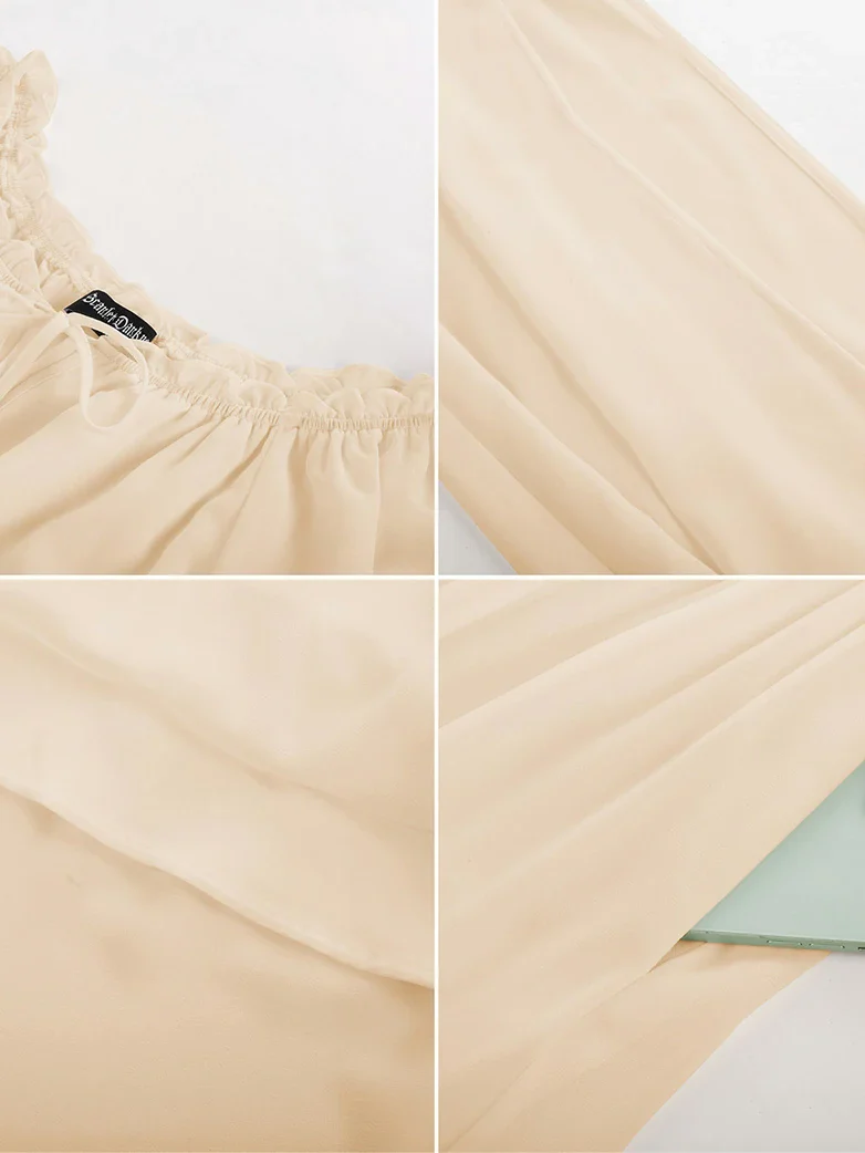 Renaissance Chiffon Sleeve Elastic Waist Pocket Dress - Image 13