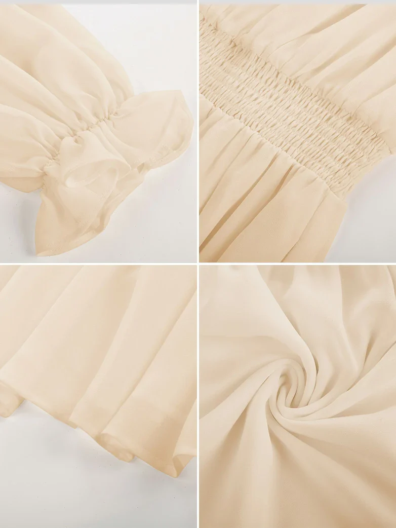 Renaissance Chiffon Sleeve Elastic Waist Pocket Dress - Image 14