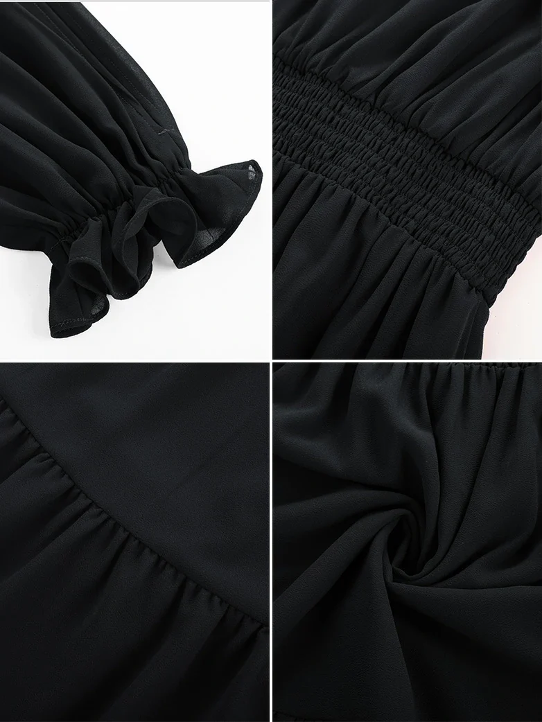 Renaissance Chiffon Sleeve Elastic Waist Pocket Dress - Image 19