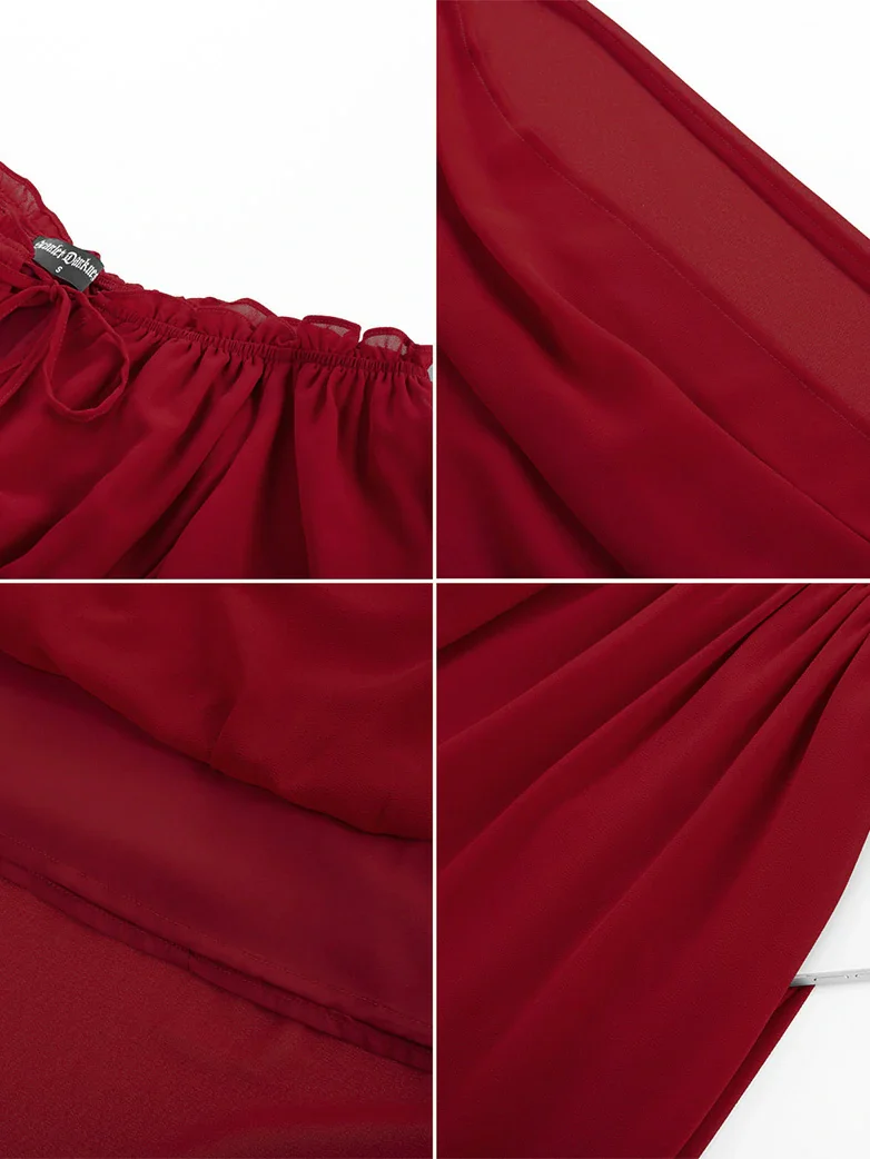 Renaissance Chiffon Sleeve Elastic Waist Pocket Dress - Image 33