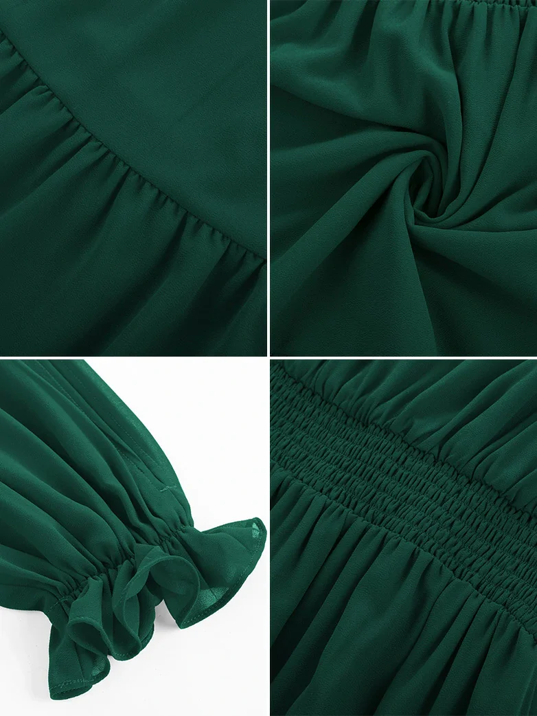 Renaissance Chiffon Sleeve Elastic Waist Pocket Dress - Image 39