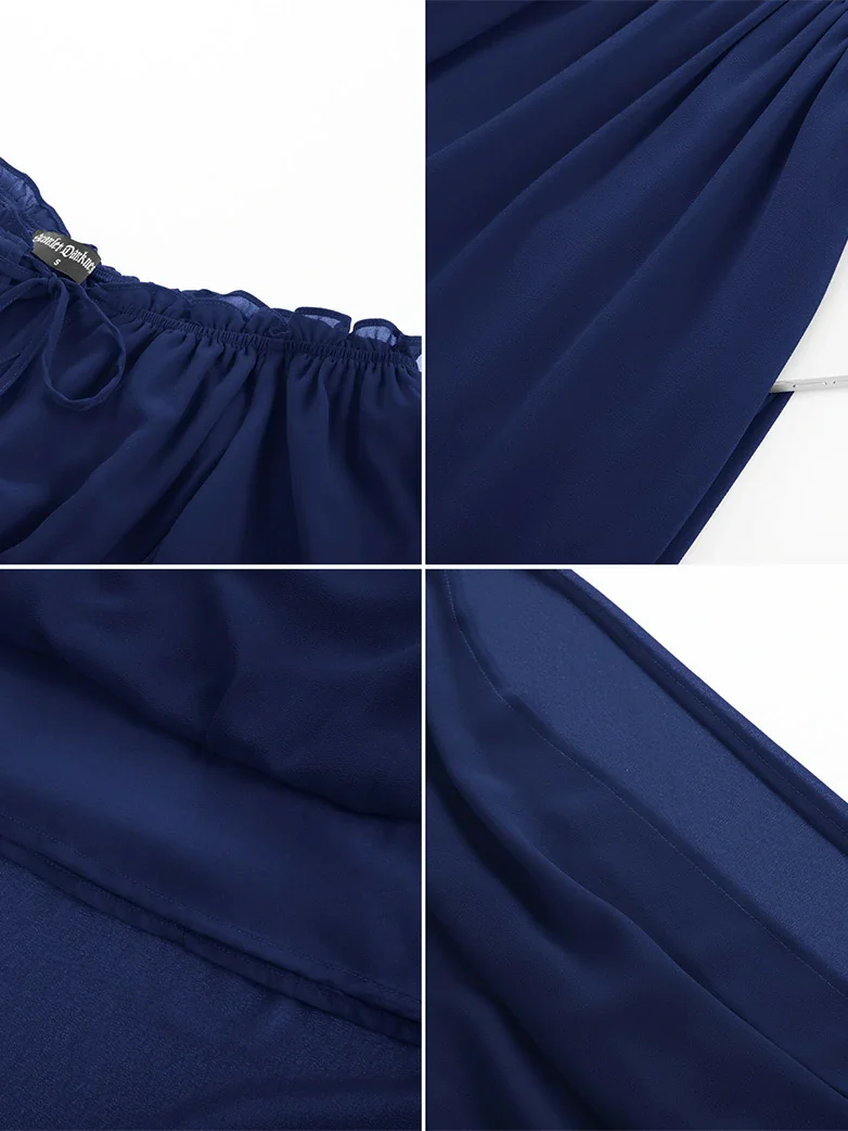Renaissance Chiffon Sleeve Elastic Waist Pocket Dress - Image 45
