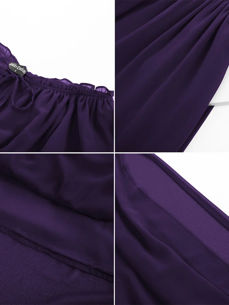 Renaissance Chiffon Sleeve Elastic Waist Pocket Dress - Image 52