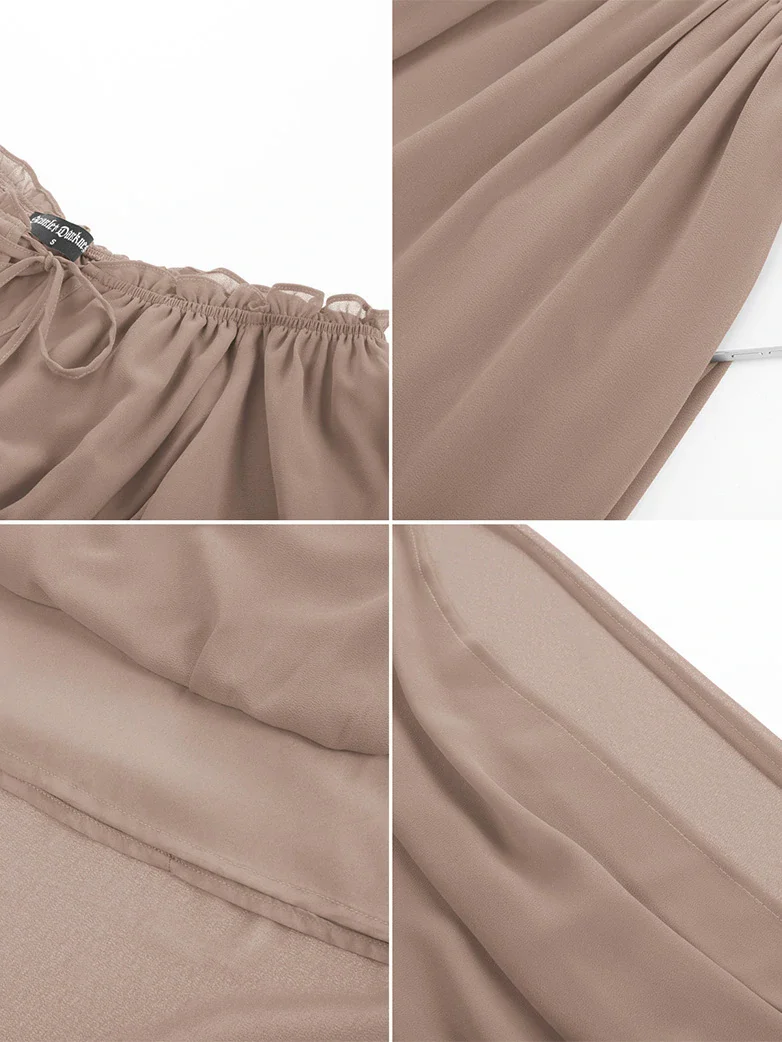 Renaissance Chiffon Sleeve Elastic Waist Pocket Dress - Image 58