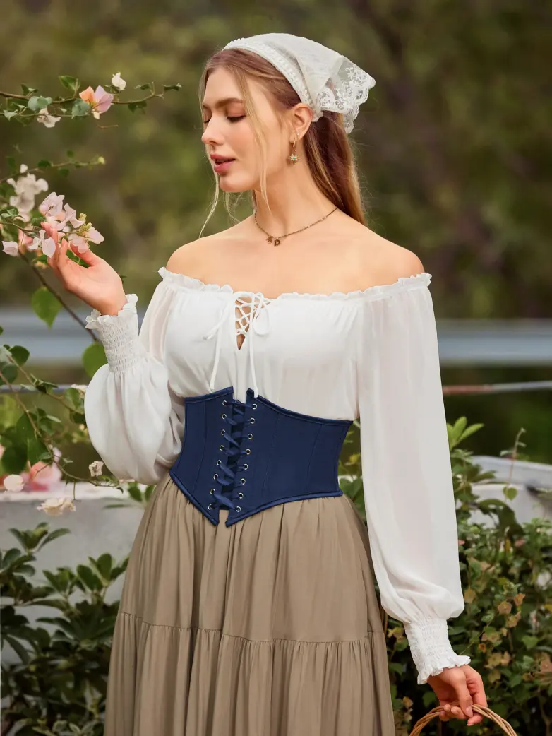 Renaissance Corset Belt with 14 Boned Waist Cincher - Image 50