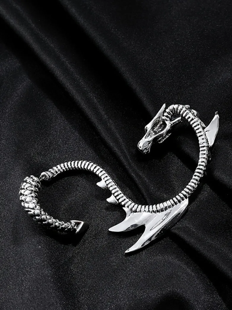 Retro Punk Flying Dragon Earrings - Image 2