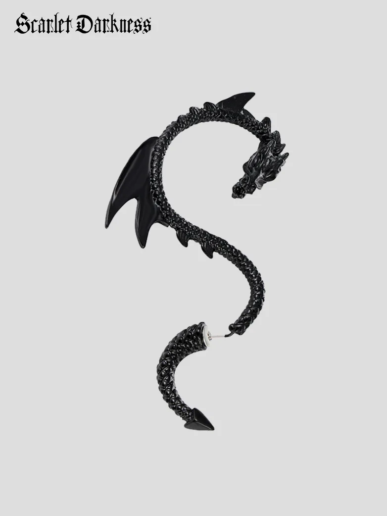 Retro Punk Flying Dragon Earrings - Image 4