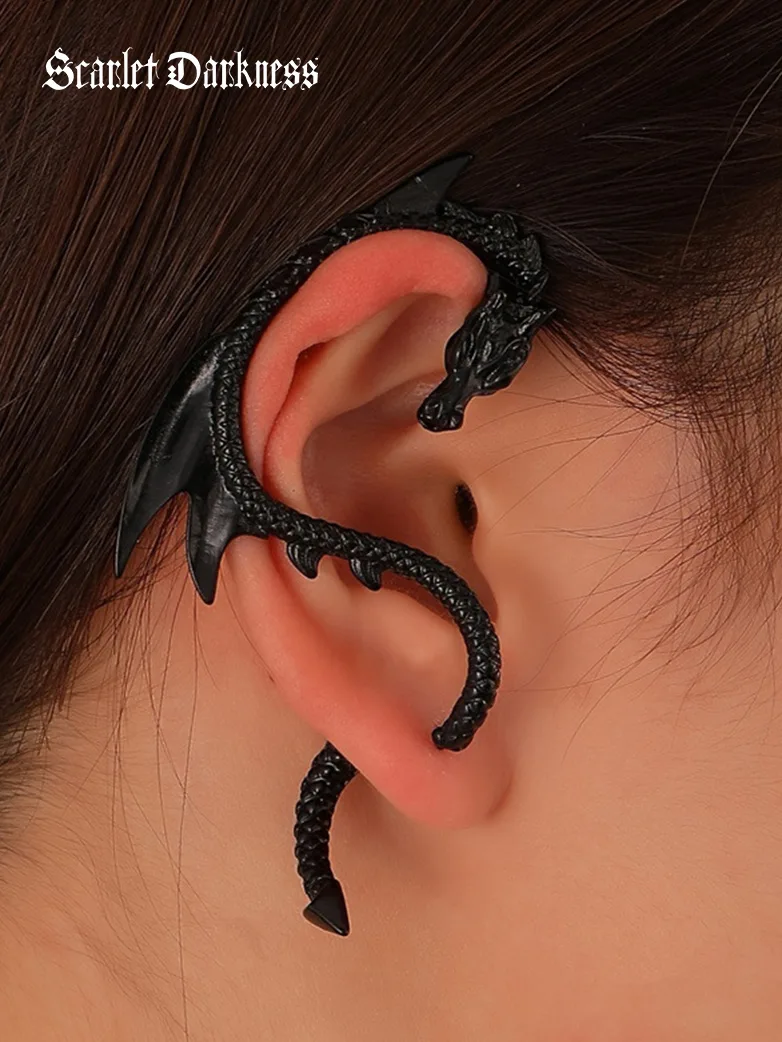 Retro Punk Flying Dragon Earrings - Image 5