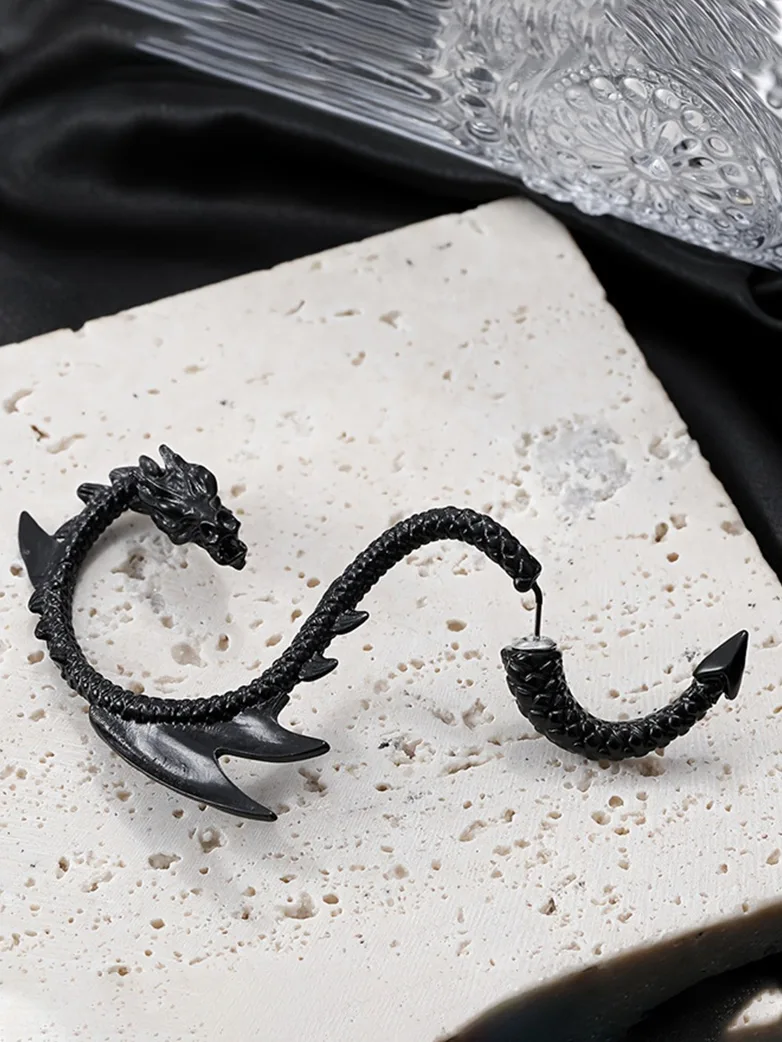 Retro Punk Flying Dragon Earrings - Image 6
